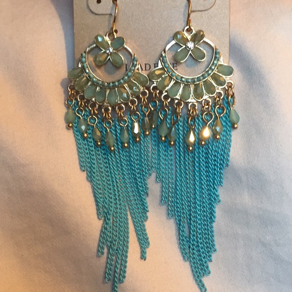 NWT Natasha Turquoise Chain Drop Earrings - Picture 2 of 4